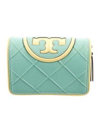 Pre-owned Tory Burch Leather Continental Wallet In Green
