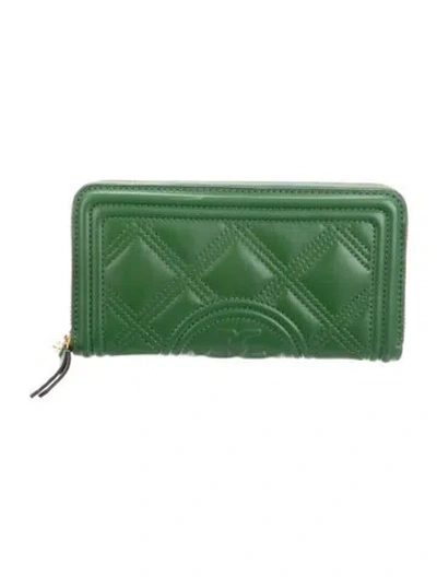 Pre-owned Tory Burch Leather Continental Wallet In Green