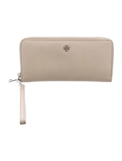 Pre-owned Tory Burch Leather Continental Wallet In Grey