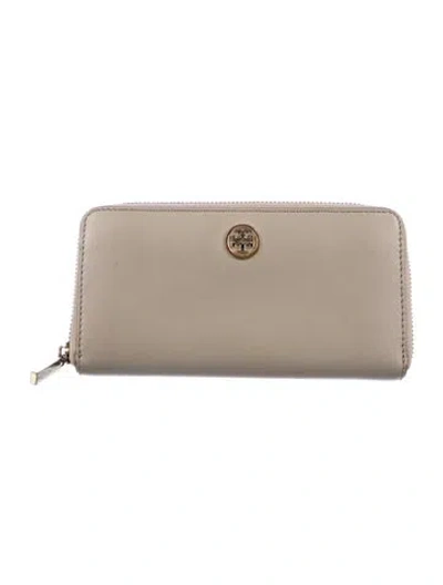 Pre-owned Tory Burch Leather Continental Wallet In Grey