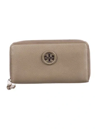 Pre-owned Tory Burch Leather Continental Wallet In Neutral