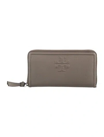 Pre-owned Tory Burch Leather Continental Wallet In Neutral