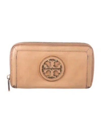 Pre-owned Tory Burch Leather Continental Wallet In Neutral