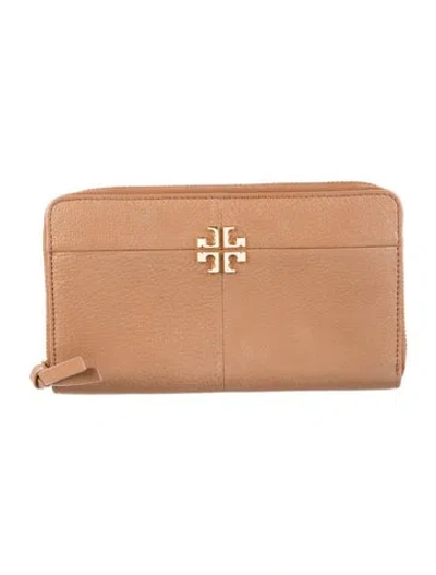 Pre-owned Tory Burch Leather Continental Wallet In Neutrals