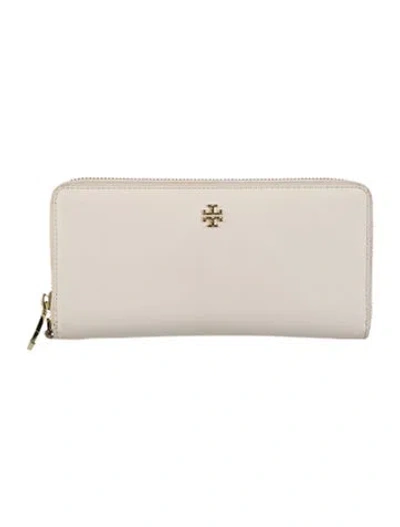 Pre-owned Tory Burch Leather Continental Wallet In Neutrals