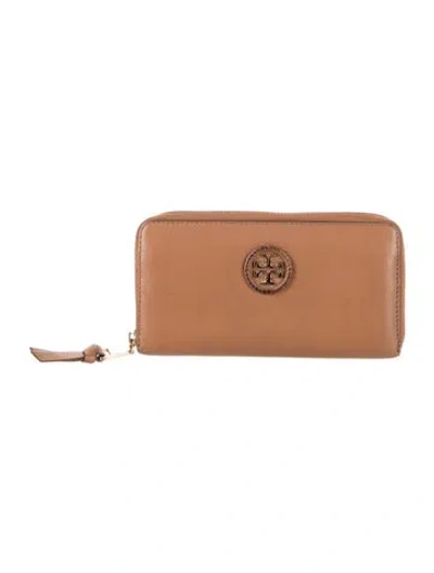 Pre-owned Tory Burch Leather Continental Wallet In Neutrals