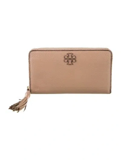 Pre-owned Tory Burch Leather Continental Wallet In Neutrals