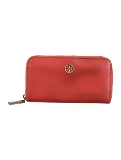 Pre-owned Tory Burch Leather Continental Wallet In Orange