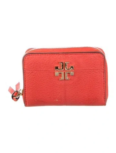 Pre-owned Tory Burch Leather Continental Wallet In Orange