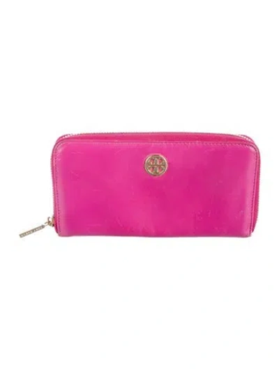 Pre-owned Tory Burch Leather Continental Wallet In Pink