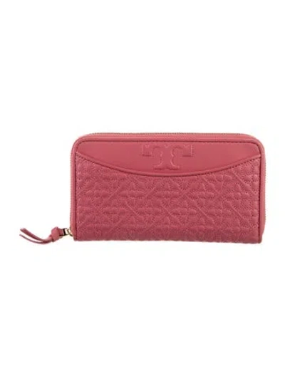 Pre-owned Tory Burch Leather Continental Wallet In Pink