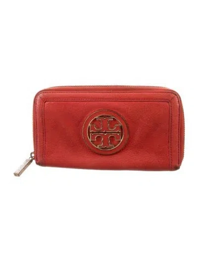 Pre-owned Tory Burch Leather Continental Wallet In Pink
