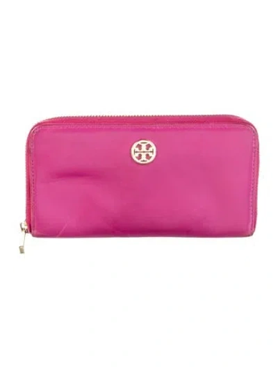 Pre-owned Tory Burch Leather Continental Wallet In Pink