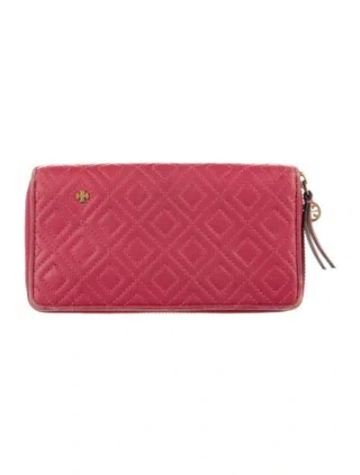 Pre-owned Tory Burch Leather Continental Wallet In Pink