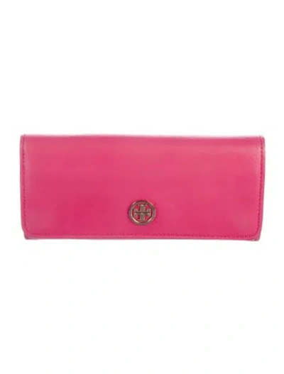 Pre-owned Tory Burch Leather Continental Wallet In Pink