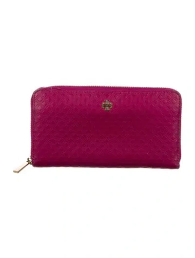 Pre-owned Tory Burch Leather Continental Wallet In Purple