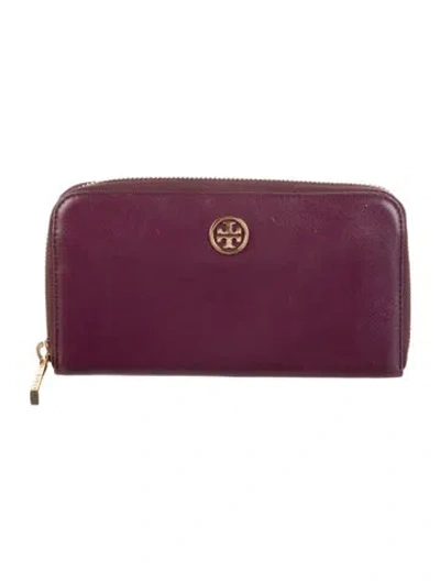Pre-owned Tory Burch Leather Continental Wallet In Purple