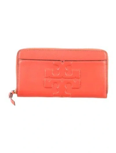 Pre-owned Tory Burch Leather Continental Wallet In Red
