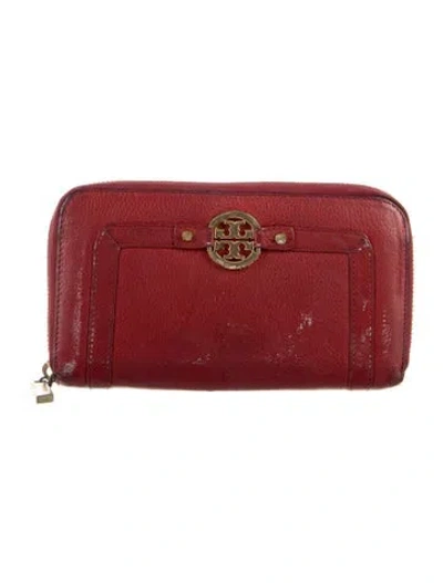 Pre-owned Tory Burch Leather Continental Wallet In Red