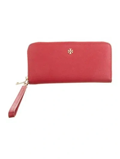 Pre-owned Tory Burch Leather Continental Wallet In Red