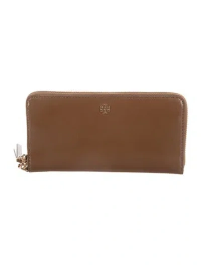 Pre-owned Tory Burch Leather Continental Wallet W/ Tags In Brown