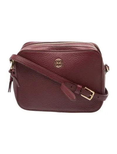 Pre-owned Tory Burch Leather Crossbody Bag In Burgundy