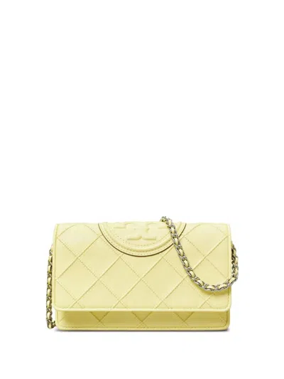 Tory Burch Leather Crossbody Bag In Pastel Yellow