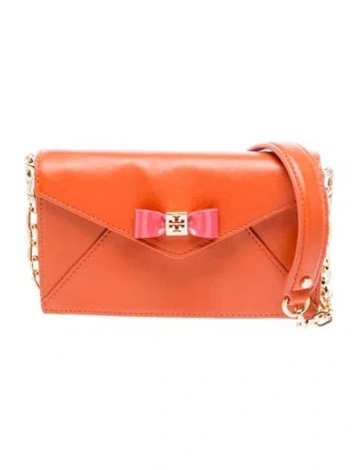 Pre-owned Tory Burch Leather Crossbody Bag In Orange