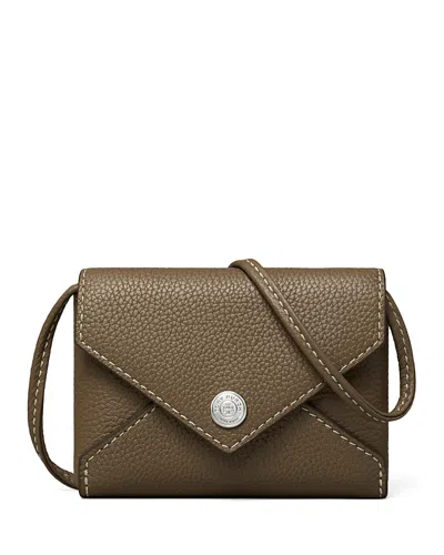 Tory Burch Leather Crossbody Card Case In Brown