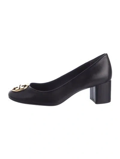 Pre-owned Tory Burch Leather Crystal Embellishments Pumps In Black
