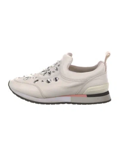 Pre-owned Tory Burch Leather Crystal Embellishments Sneakers In Multi
