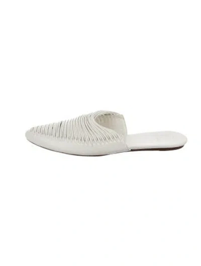 Pre-owned Tory Burch Leather Cutout Accent Mules In White