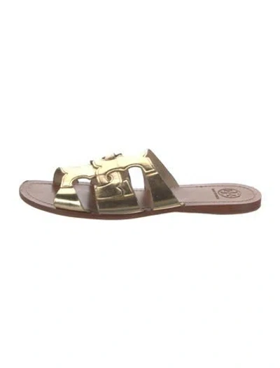 Pre-owned Tory Burch Leather Cutout Accent Slides