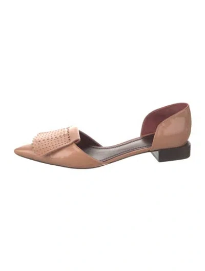 Pre-owned Tory Burch Leather D'orsay Flats In Brown