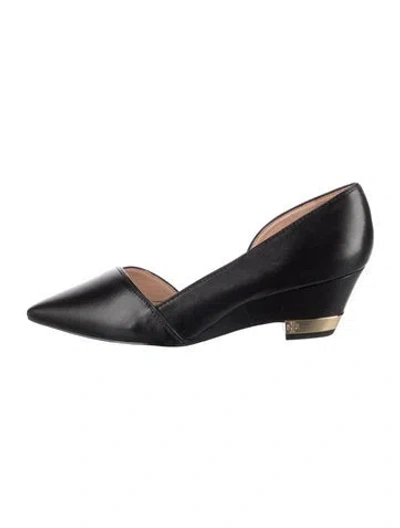 Pre-owned Tory Burch Leather D'orsay Pumps In Black