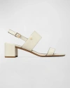 Tory Burch Leather Dual-band Slingback Sandals In Light Cream / Coc