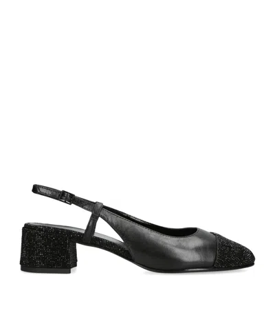 TORY BURCH LEATHER EMBELLISHED SLINGBACK PUMPS 45