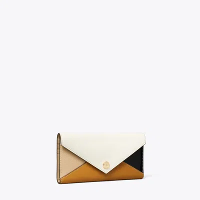 Tory Burch Leather Envelope Wallet In Blanc Multi