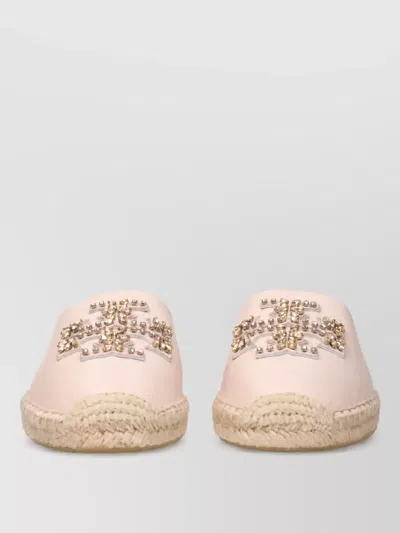 Tory Burch Leather Espadrille Mules In Neutral