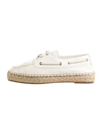 Pre-owned Tory Burch Leather Espadrille Sneakers In White
