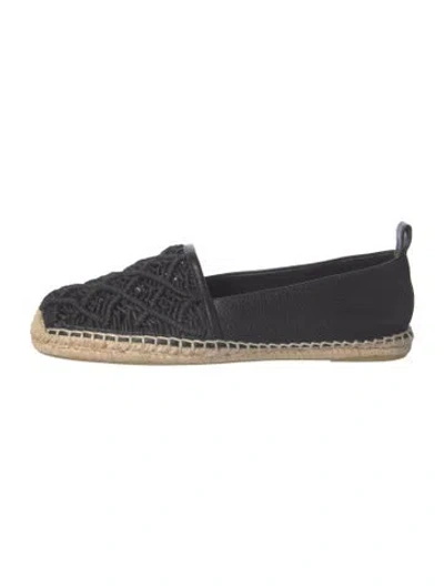 Pre-owned Tory Burch Leather Espadrilles In Black