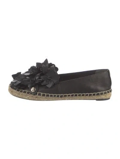 Pre-owned Tory Burch Leather Espadrilles In Black