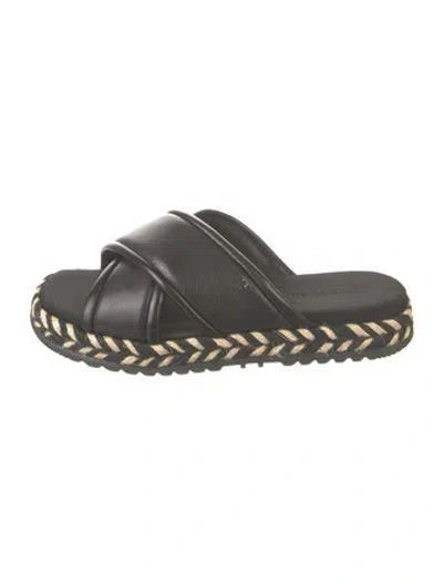 Pre-owned Tory Burch Leather Espadrilles In Black