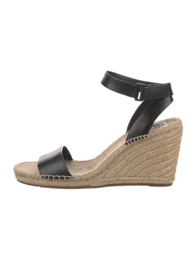 Pre-owned Tory Burch Leather Espadrilles In Black