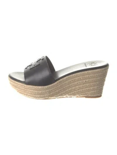 Pre-owned Tory Burch Leather Espadrilles In Black