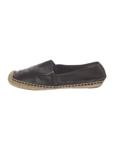 Pre-owned Tory Burch Leather Espadrilles In Black