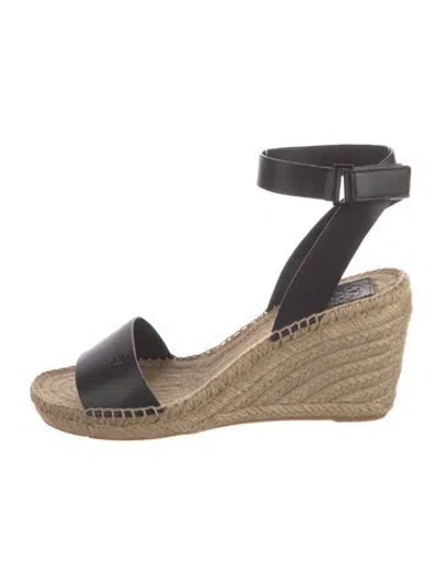 Pre-owned Tory Burch Leather Espadrilles In Black