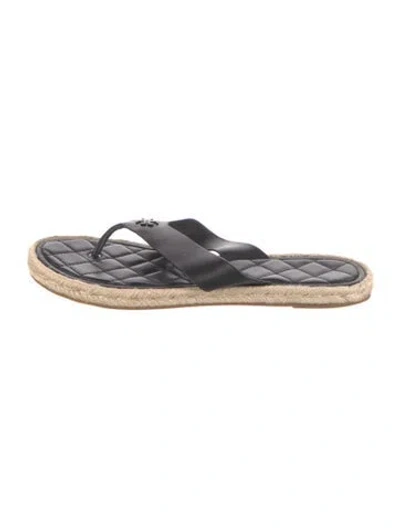 Pre-owned Tory Burch Leather Espadrilles In Black