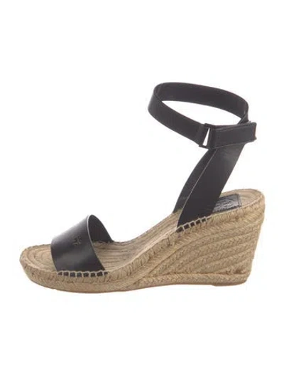 Pre-owned Tory Burch Leather Espadrilles In Black