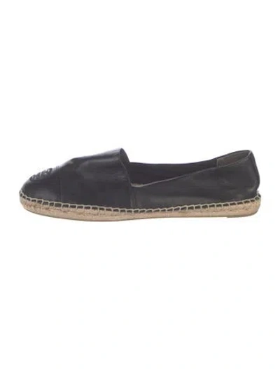 Pre-owned Tory Burch Leather Espadrilles In Black/neutrals
